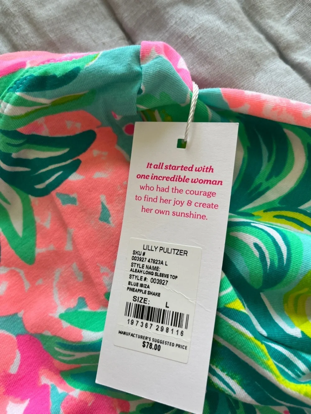 Lilly Pulitzer Pink, Aqua & Green Floral Top - Picture 3 of 7